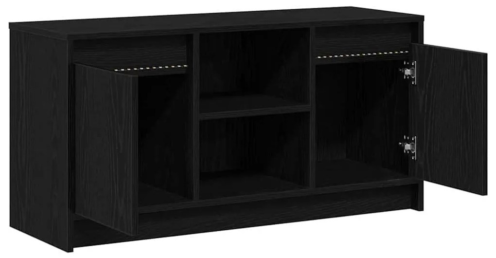 Armário para TV com Luzes de LED em Carvalho Preto, 100x34x50 cm, feit