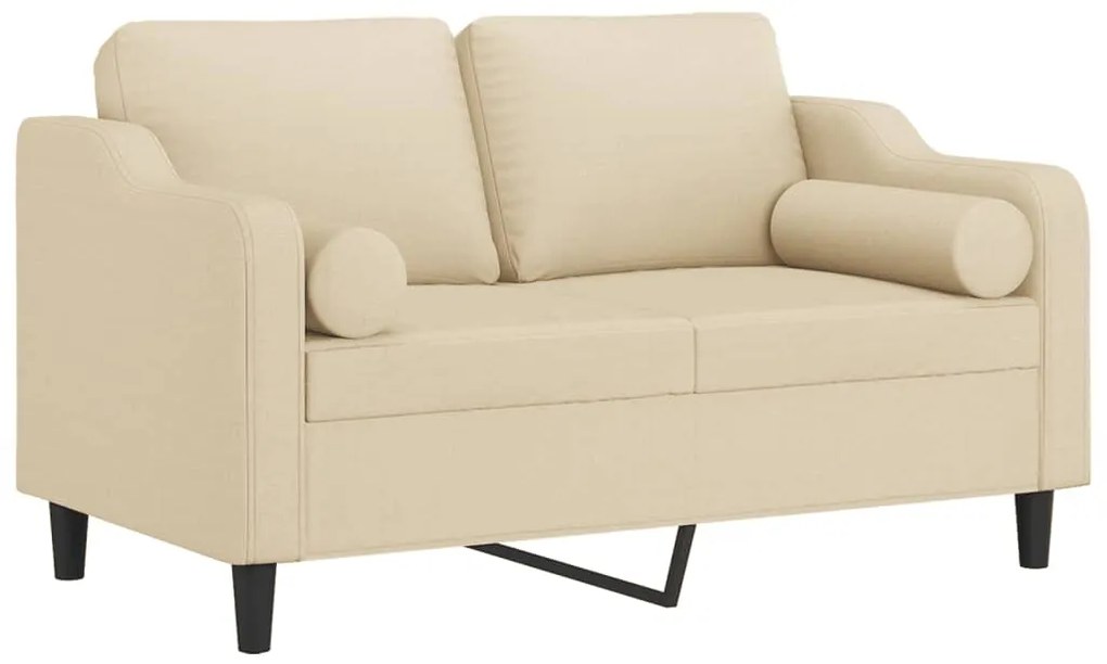 Sofá 2 lugares + almofadas decorativas 120 cm tecido cor creme