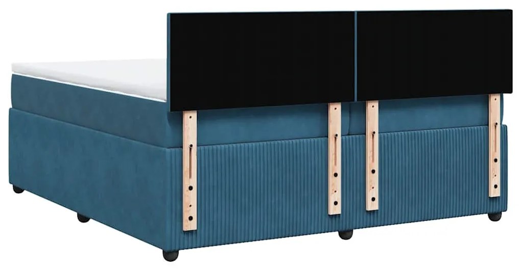 Cama com molas/colchão 200x200 cm veludo azul