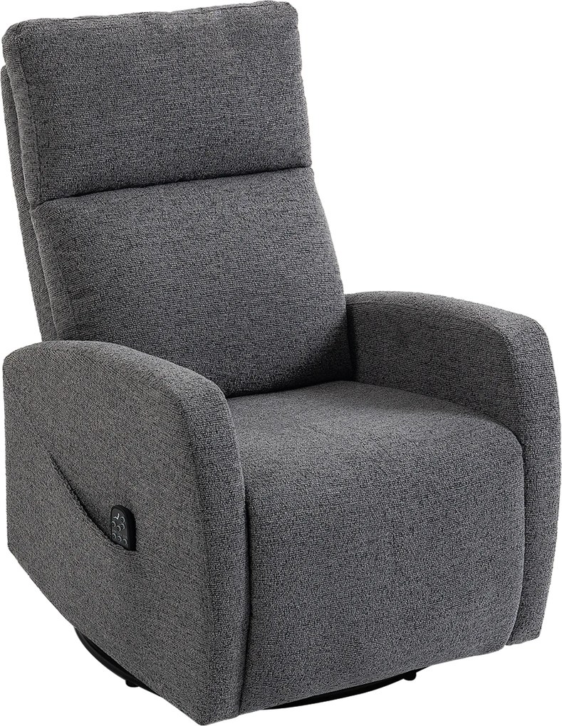 HOMCOM Poltrona relax, poltrona de massagem em chenille com função de aquecimento, rotação 360°, mecanismo de balanço, ajustável manualmente, cinza escuro | Aosom Portugal