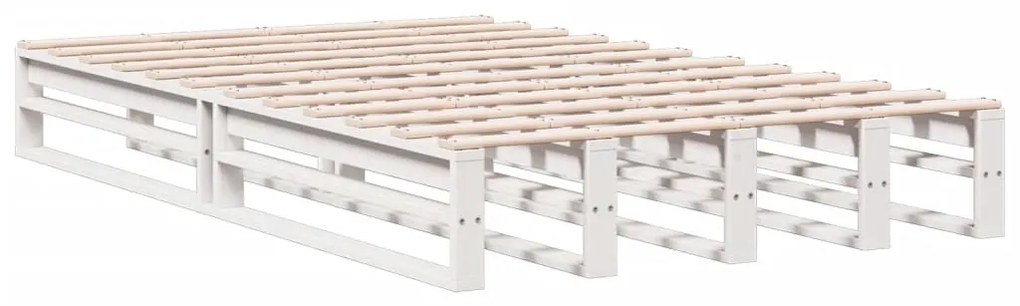 Cama com estante sem colchão 135x190 cm pinho maciço branco