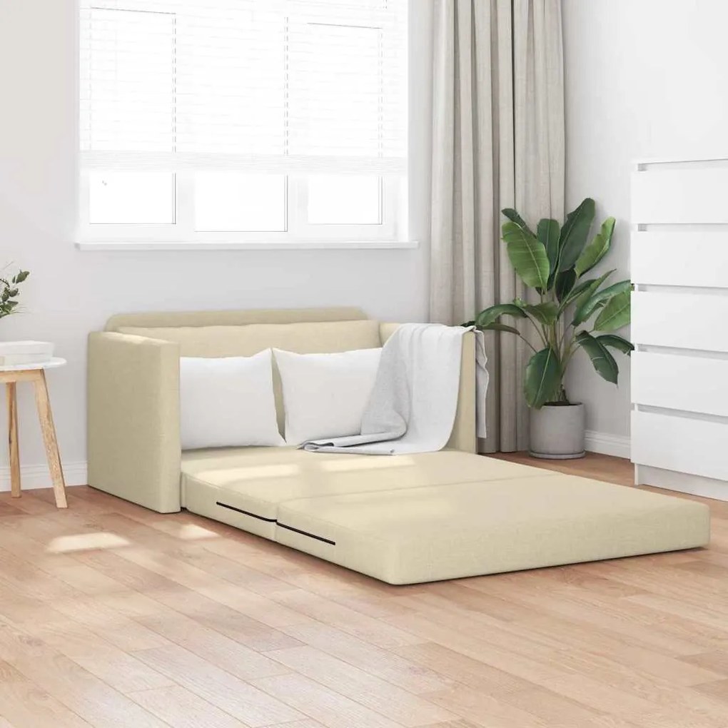 vidaXL Sofá-Cama 110cm Creme tecido