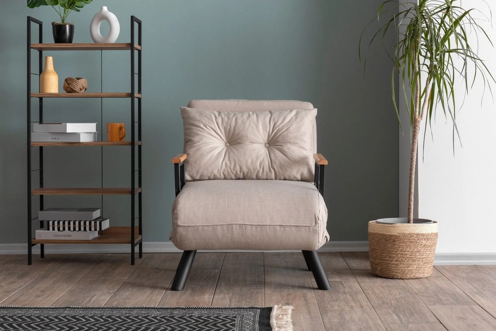 Sofá-Cama Individual Sando – Creme – 175 x 60 cm