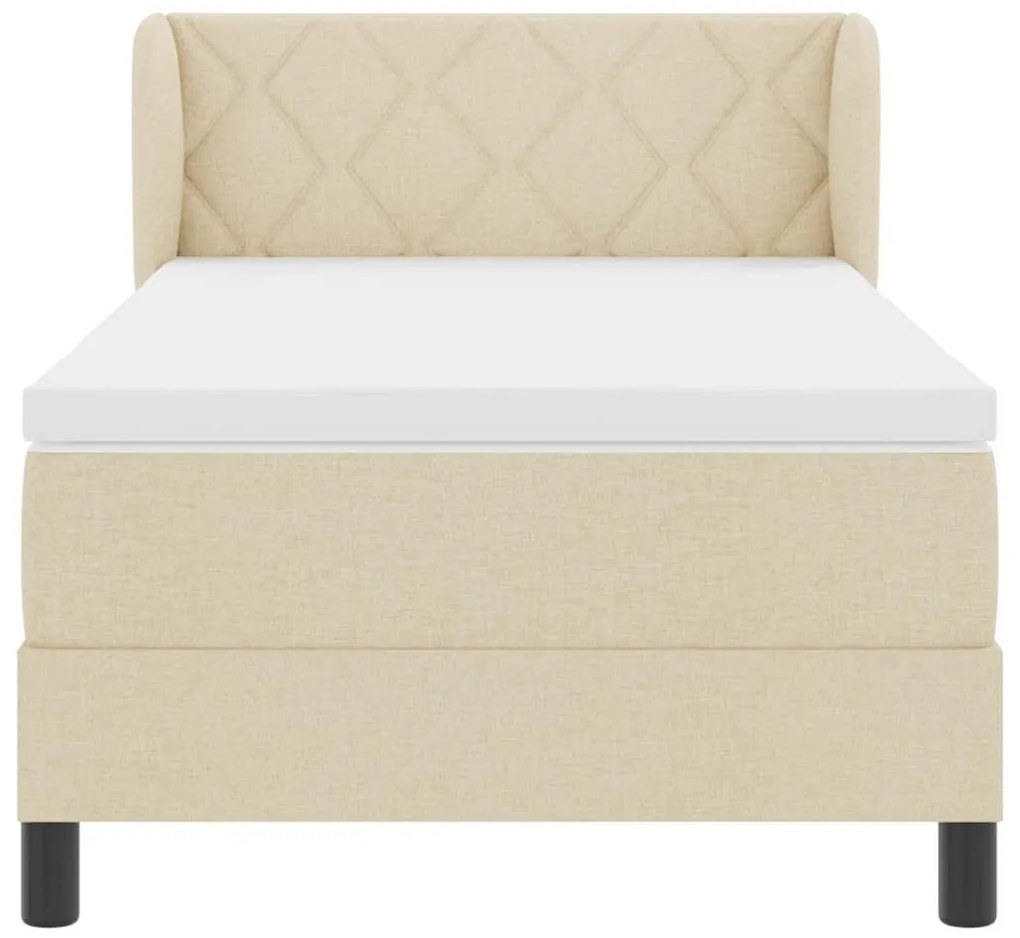 Cama Box Spring com Colchão Creme 100x200 cm Tecido