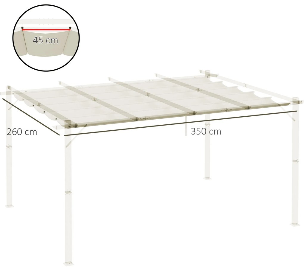 Cobertura para Pérgola 3,5x2,5 m Teto de Substituição Retrátil para Pé