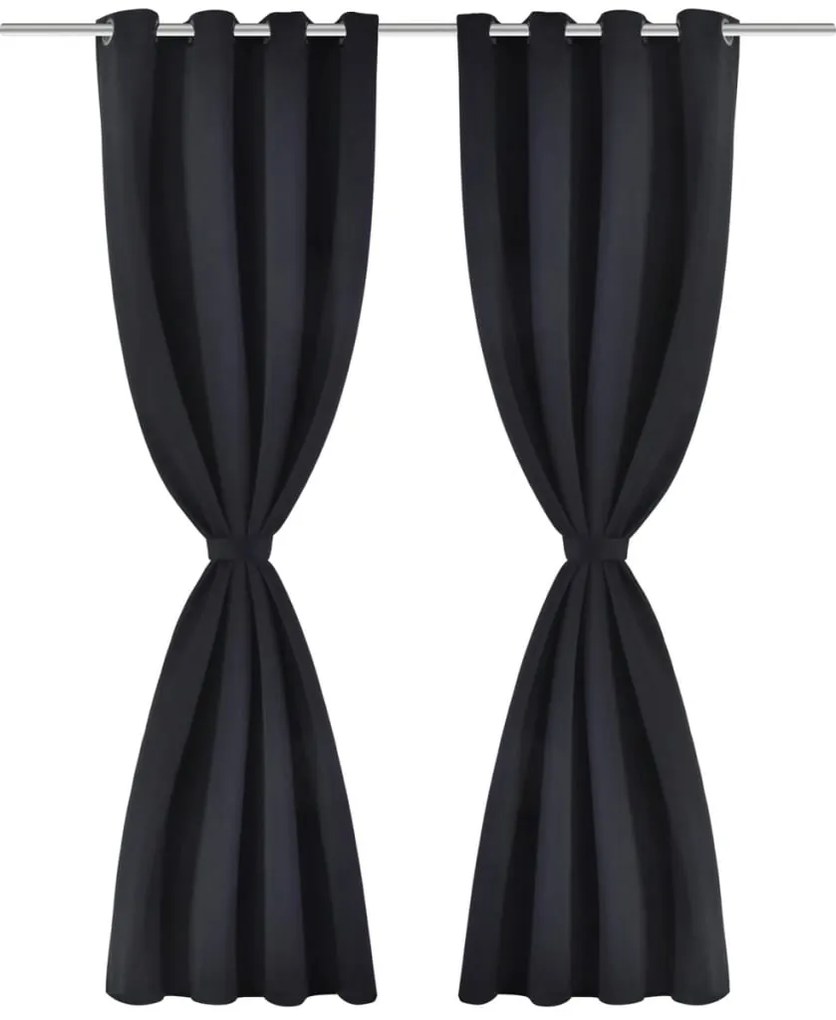 Cortinas blackout com ilhós de metal 270x245 cm preto