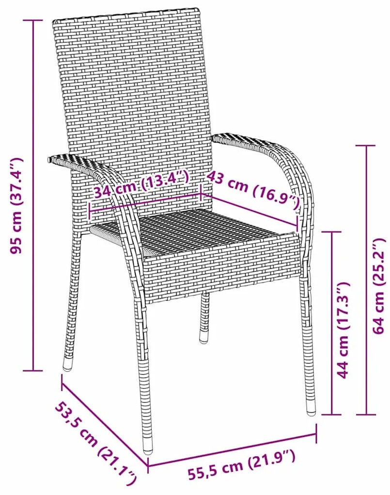 Conjunto de Jantar para Jardim 5 pcs Castanho Rattan de PE