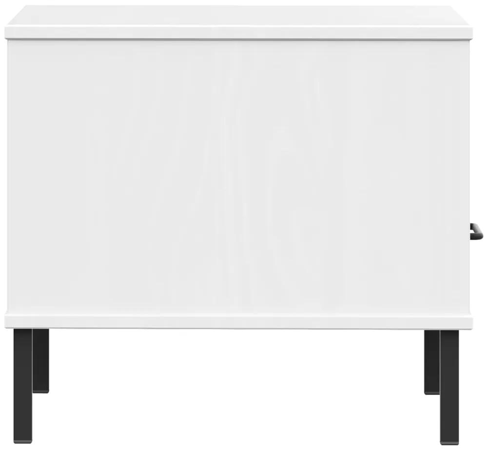 Mesa de cabeceira c/ pernas de metal pinho maciço OSLO branco