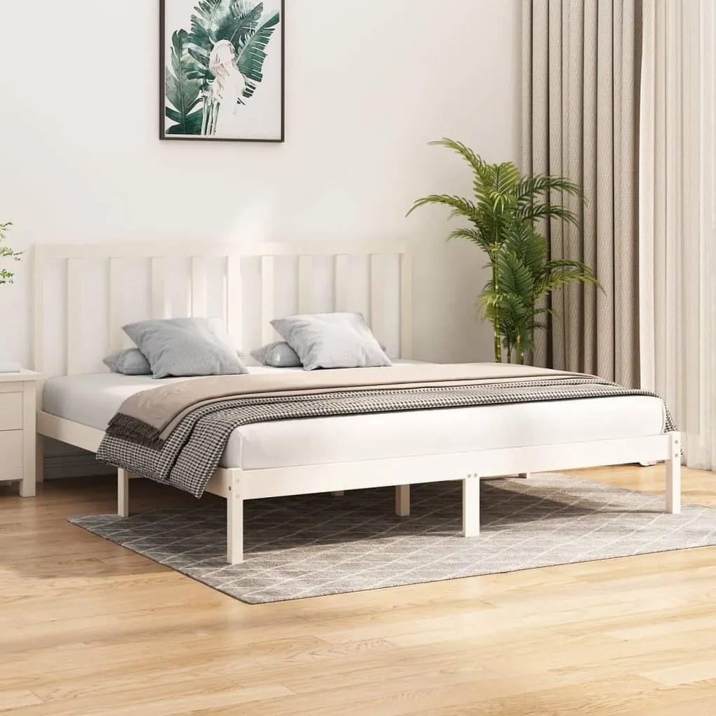 vidaXL Estrutura de cama 200x200 cm pinho maciço branco