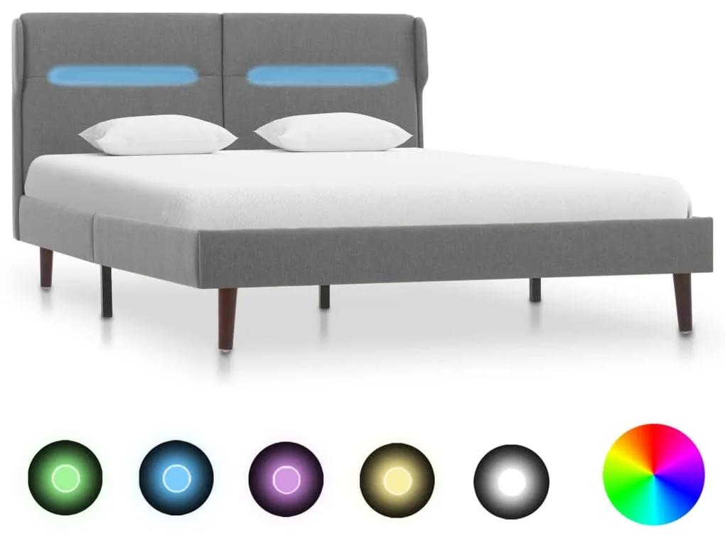 Estrutura de cama com LED 120x200 cm tecido cinzento-claro