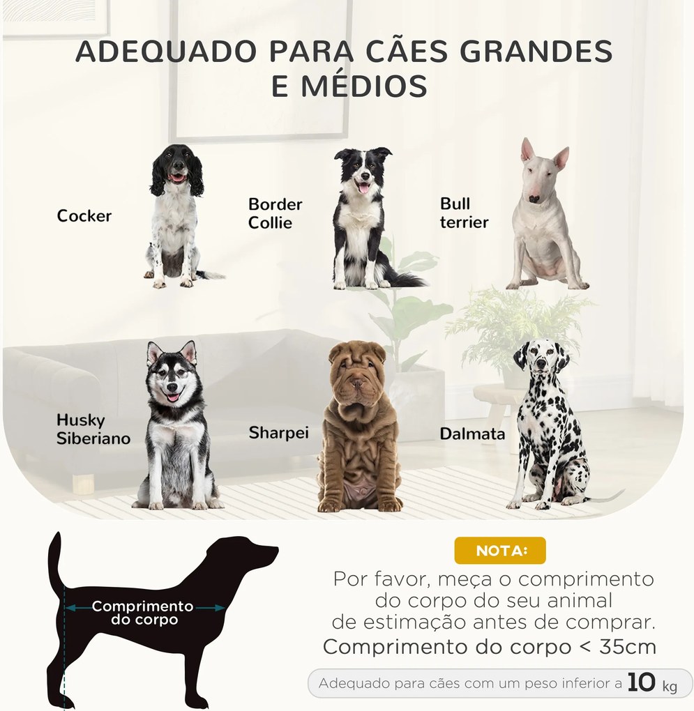 Cama Elevada para Cães Grandes e Médios 100x62x32 cm  Revestimento em Chenille com Almofada Lavável  Cinza Escuro