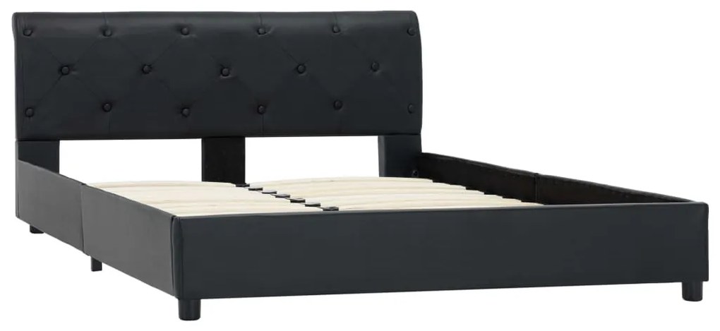 Estrutura de cama 140x200 cm couro artificial preto