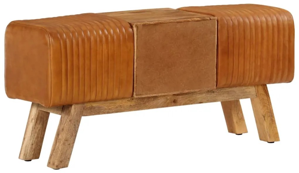 Boque 107 cm couro de cabra genuíno/mangueira maciça castanho