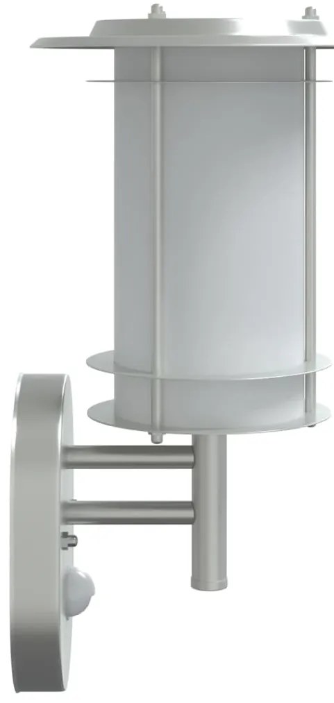 Candeeiro de parede exterior com sensor aço inoxidável prateado