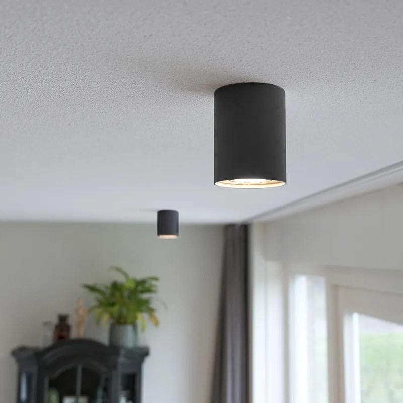 Foco giratório e inclinável preto e aço - Rondoo up