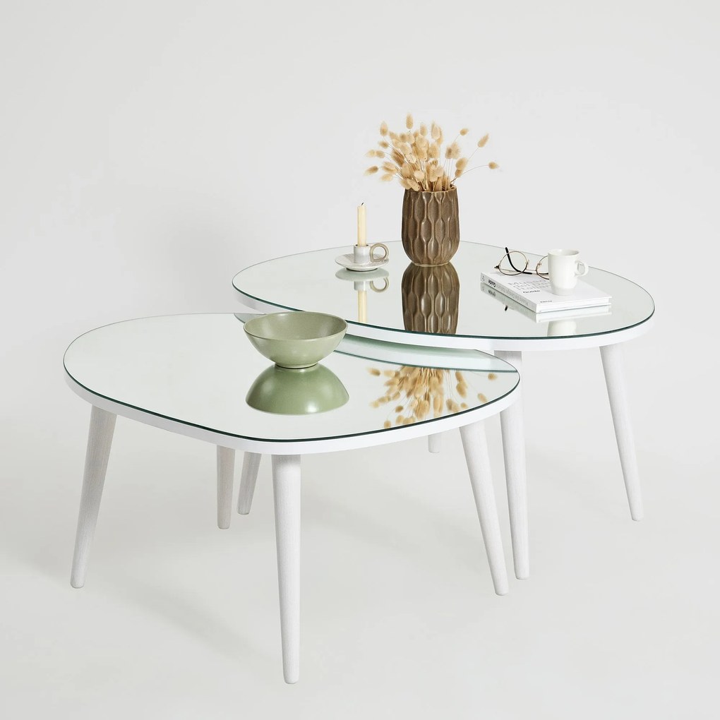 Conjunto de Mesas de Apoio Gusto – Branco – 75x38x55 cm e 75x41x55 cm