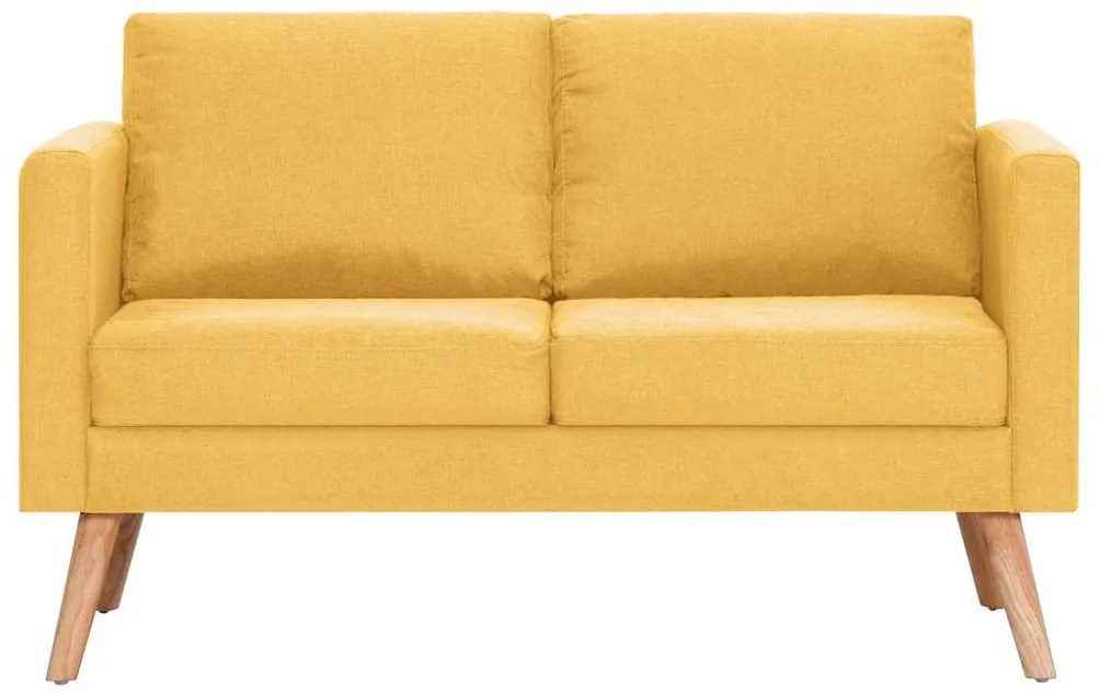 Sofá de 2 lugares em tecido amarelo