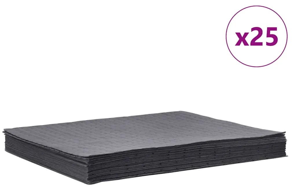 Almofadas absorventes de óleo 25 unid 40x50 cm cinzento