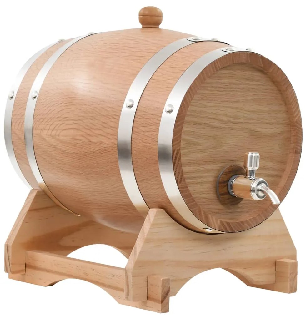 50677 vidaXL Barril de vinho com torneira em madeira de carvalho maciça 6 L
