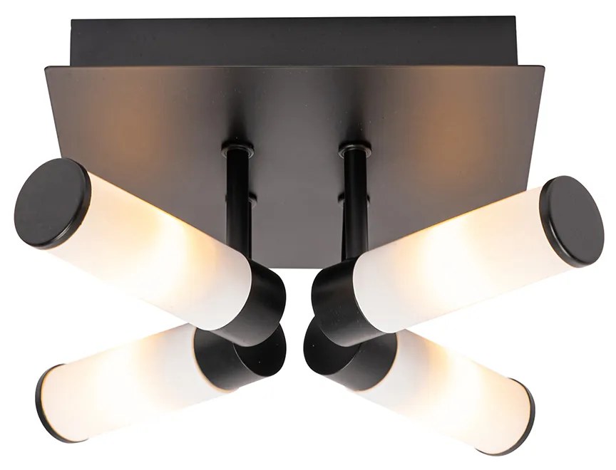 Candeeiro de teto moderno para casa de banho preto 4 luzes IP44 - Bath Moderno