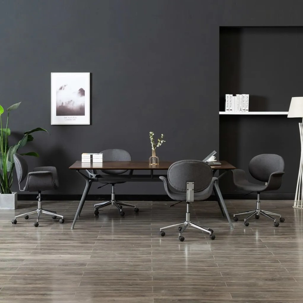 vidaXL Cadeiras de jantar giratórias 4 pcs tecido cinzento
