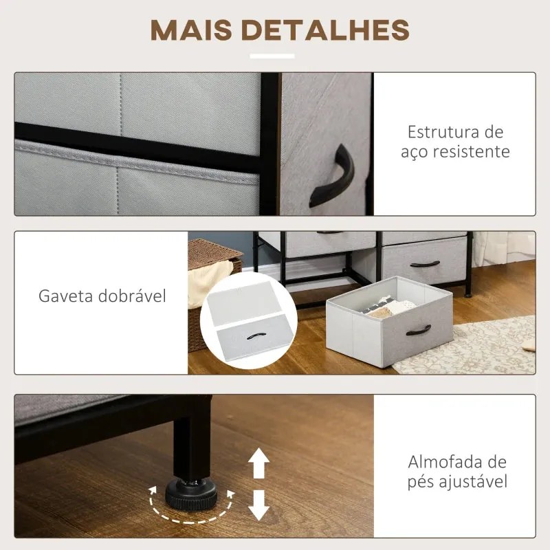 Cómoda Balue com 6 Gavetas em Tecido - Design Industrial