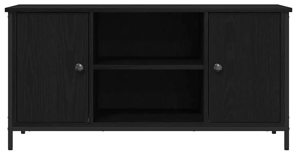 Armário de TV vidaXL Carvalho Preto 100x40x50 cm Madeira e Aço