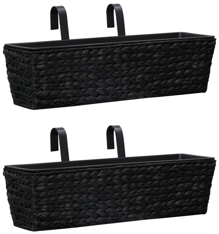 vidaXL Floreiras de pendurar 2 pcs jacinto de água preto