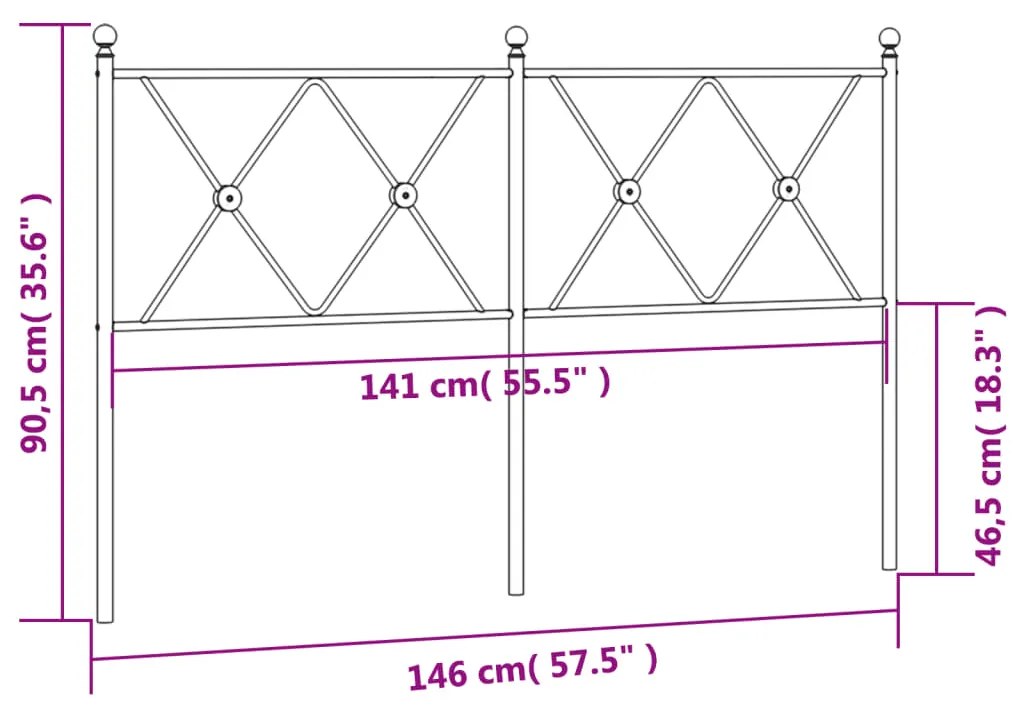 Cabeceira de cama 140 cm metal branco