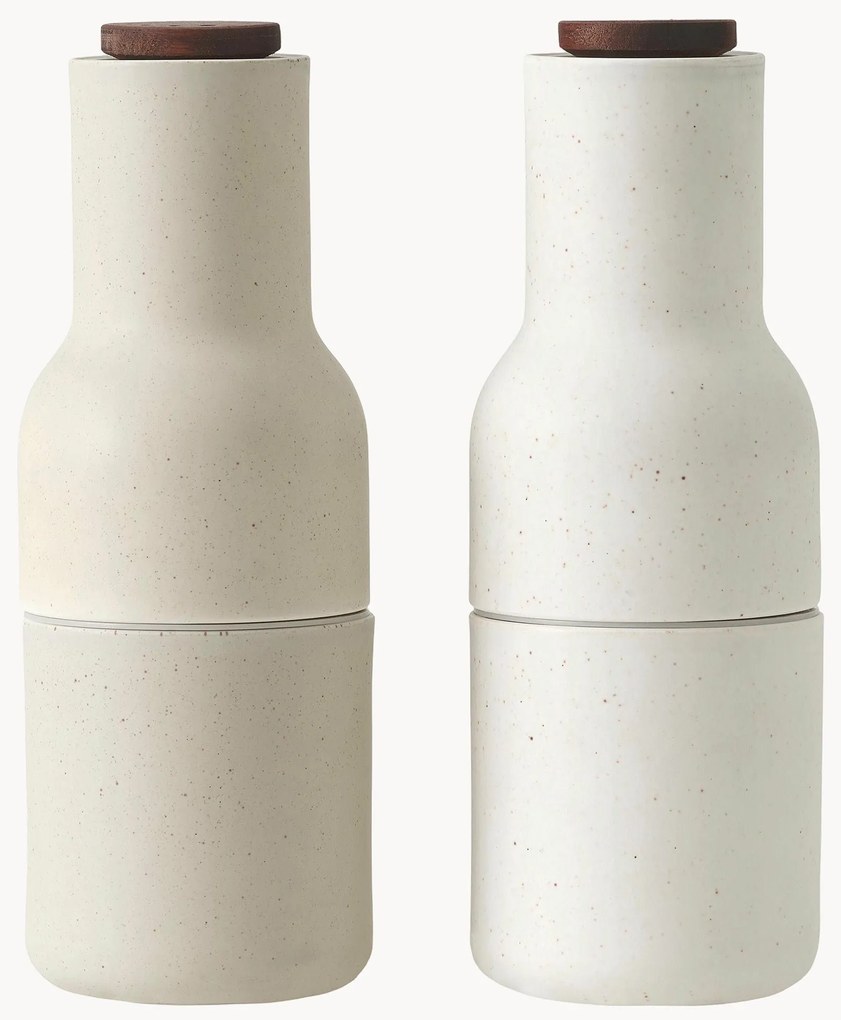 Saleiro e pimenteiro de designer com tampa em madeira de nogueira Bottle Grinder, 2 uni.