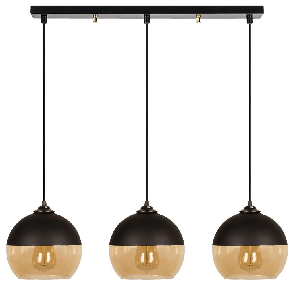 Candeeiro de Tecto Camini – Preto e Mel – 70 x 20 cm