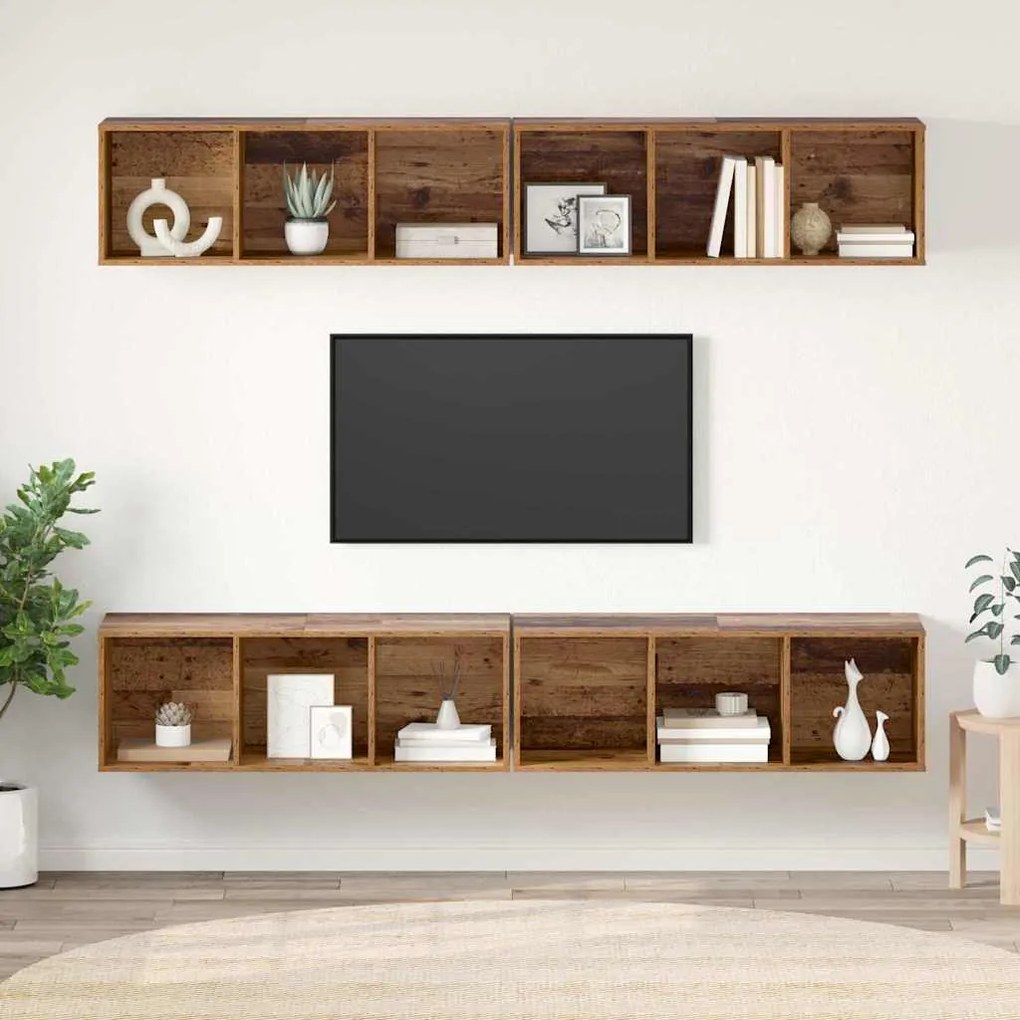 Gabinete de TV de Parede com prateleira com armazenamento 4 pcs Madeir