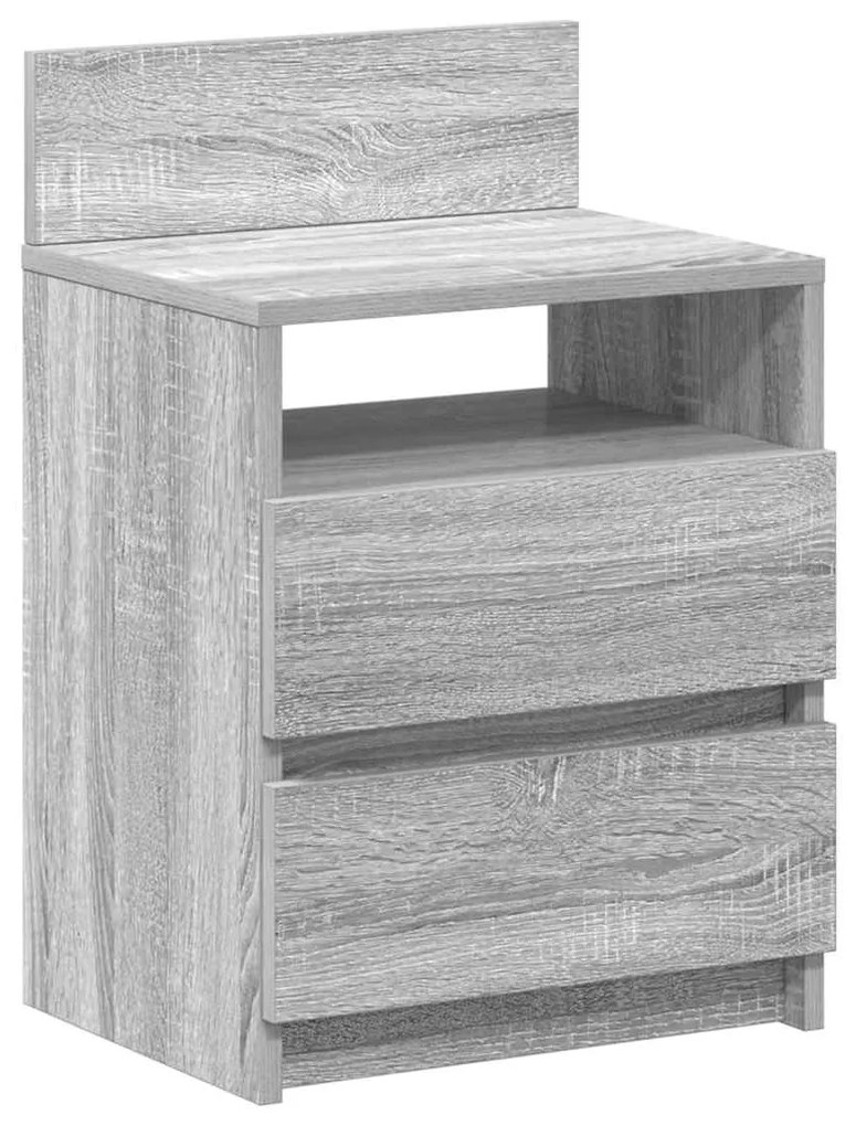 Mesas de cabeceira 2pcs com 2gavetas 40x33x60cm cinzento sonoma