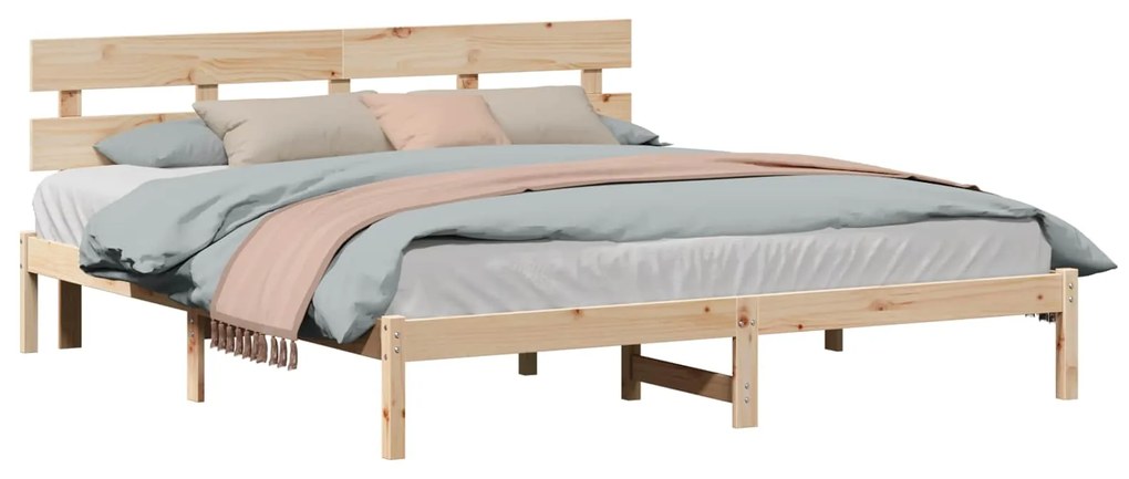 vidaXL Estrutura da Cama Castanho 200 x 200 cm Madeira de pinho maciça