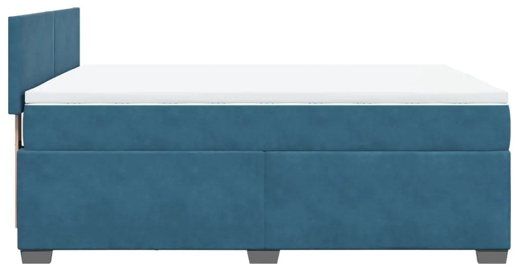 Cama com molas/colchão 160x200 cm veludo azul