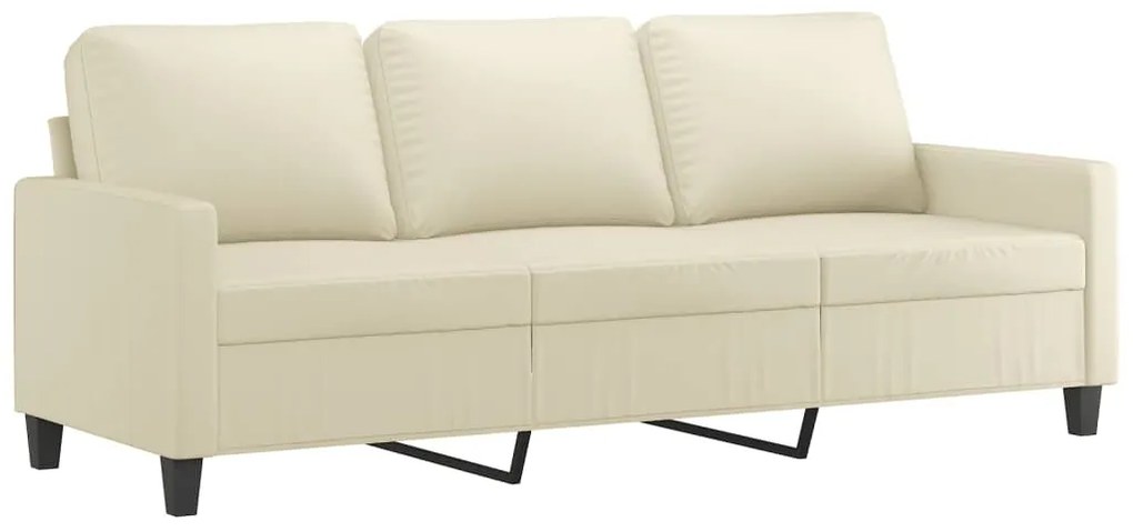 4 pcs conjunto sofás c/ almofadões couro artificial cor creme