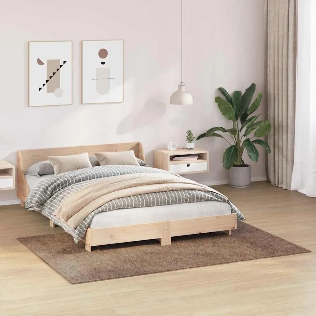 Tapete Shaggy vidaXL com base de látex Marrom 140x200 cm