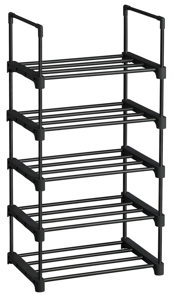 Sapateira de 5 prateleiras em metal, empilhável e estável | SONGMICS | 45 x 30 x 89 cm | preto | LSA005B02.