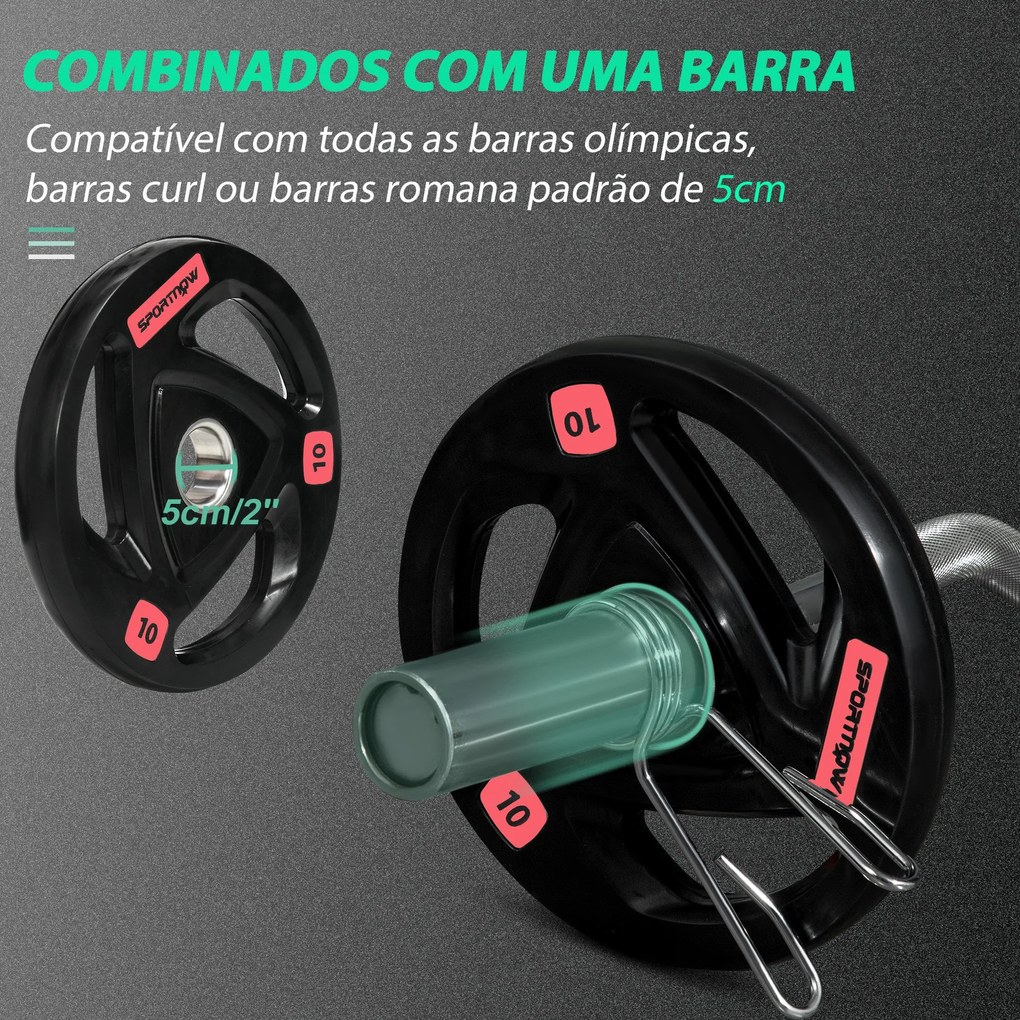 SPORTNOW Conjunto de 2 Discos de Pesos Olimpicos 10kg Ferro Fundido Pl