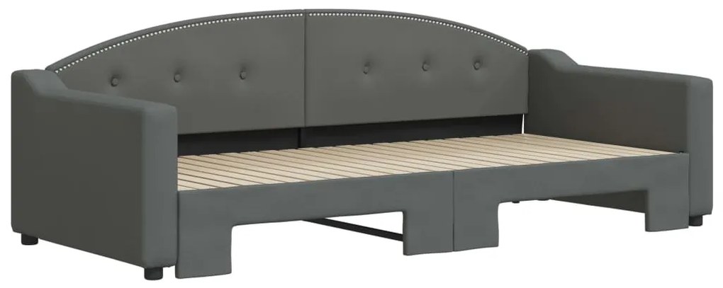 Sofá-cama com gavetão 90x200 cm tecido cinzento-escuro