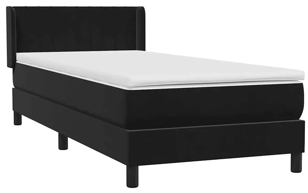 Cama com molas/colchão 80x220 cm veludo preto
