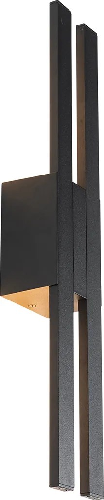 Candeeiro de parede exterior moderno preto com LED 2-luzes IP54 - Jamal