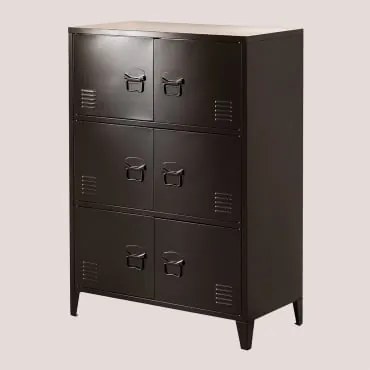 Cajonete Armário De 6 Portas Em Aço Pohpli Negro-de-fumo - Sklum