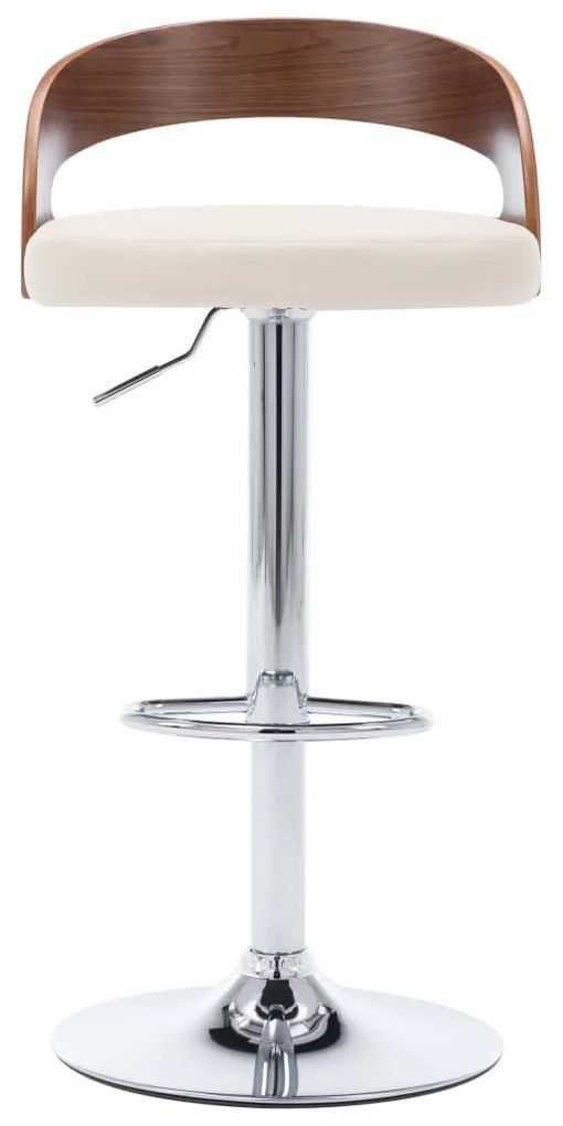 Bancos de bar 2 pcs couro artificial creme e madeira curvada