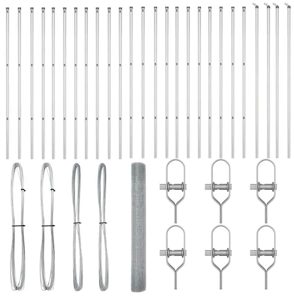 Cerca de Fio Soldado com 13 Postes 1.4x50 m Aço Galvanizado