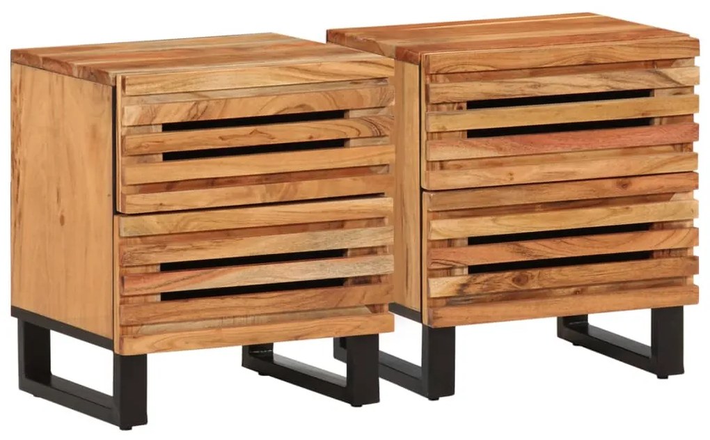 vidaXL Mesas de cabeceira 2 pcs 40x34x46 cm madeira de acácia maciça