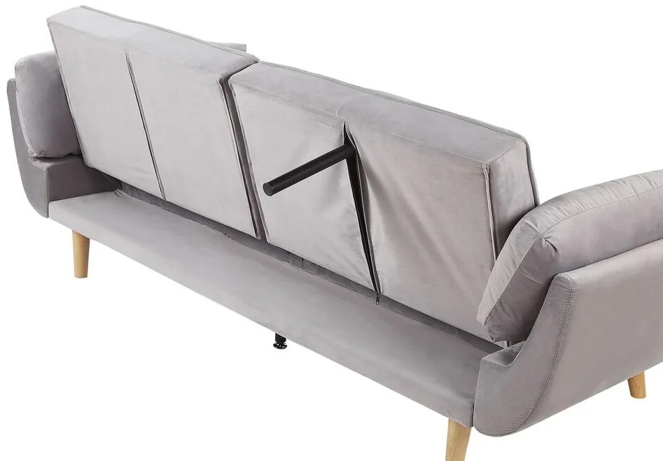 Sofá-cama em veludo cinzento claro ASBY Beliani