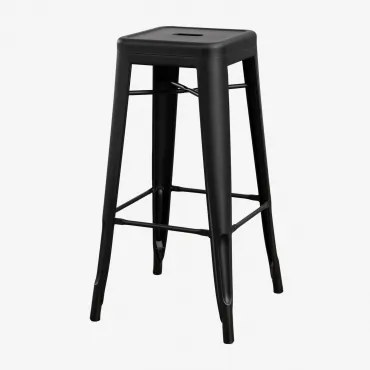 Pack De 2 Bancos Altos Empilháveis Em Aço Lix ↑75 Cm & Preto Mate - Sklum