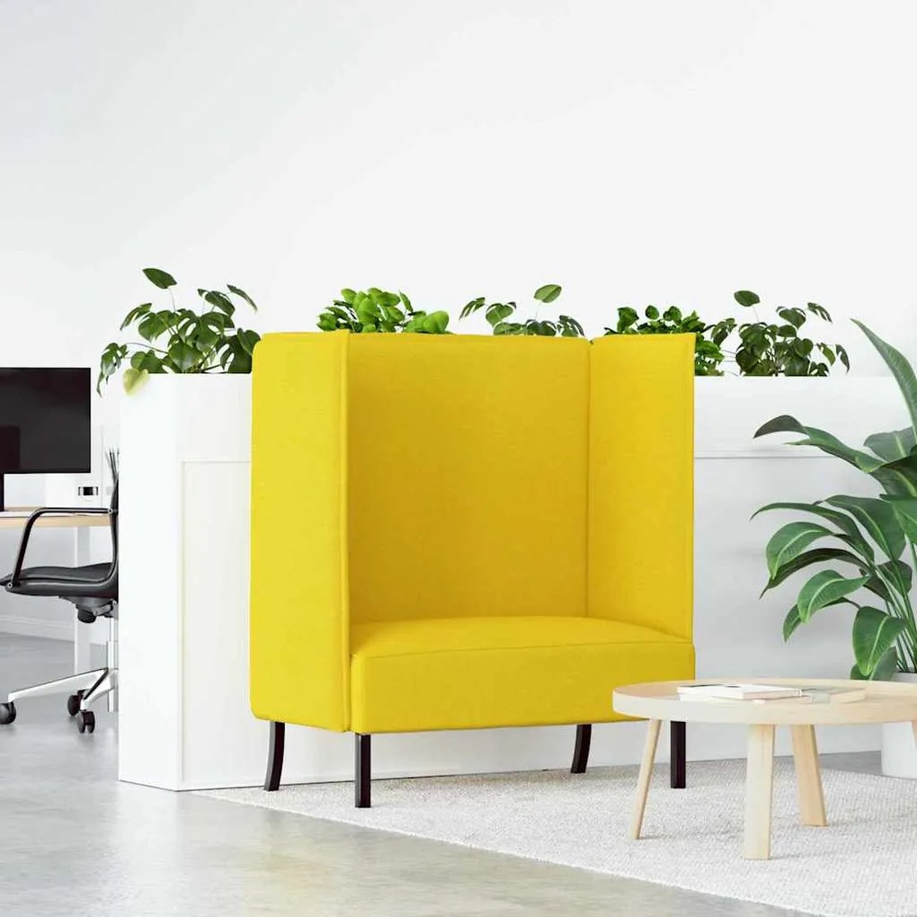 vidaXL Sofá de Costas Altas Amarelo Claro 109x56x121 cm Tecido