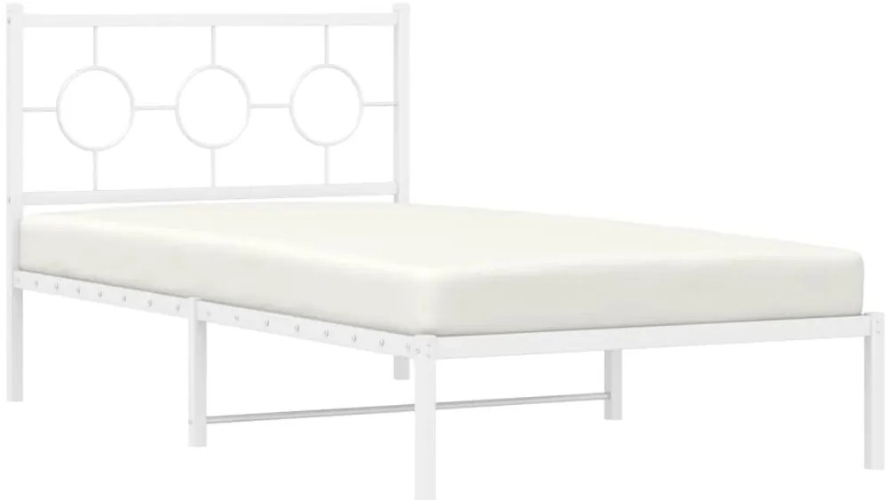 Estrutura de cama com cabeceira 100x190 cm metal branco